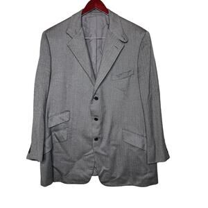 Ralph Lauren Purple label Grey Herringbone silk cashmere  blazer sz 46